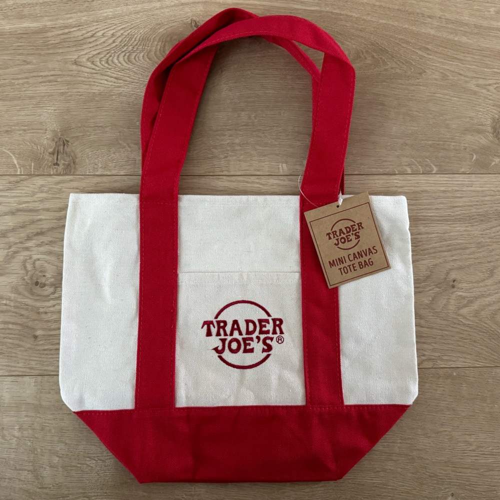Red Trader Joe’s mini canvas tote